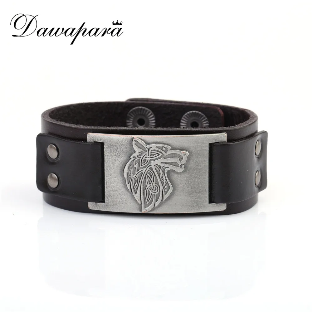 Dawapara Animal Wolf Head Badge Charm Adjustable Studded Safety Punk Wide Clasp Cuff for Men's Black Leather Bracelet
Dawapara Animal Wolf Head Badge Charm Adjustable Studded Safety Punk Wide Clasp Cuff for Men's Black Leather Bracelet