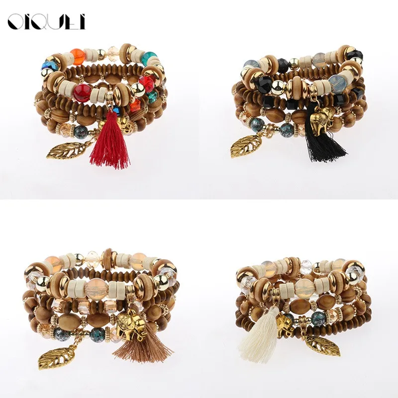 OIQUEI Pulseras Mujer 4pcs/set Designer Fashion Multilayer Wood Beads Leave Elephant Tassel Bracelets For Women Fashion Jewelry
OIQUEI Pulseras Mujer 4pcs/set Designer Fashion Multilayer Wood Beads Leave Elephant Tassel Bracelets For Women Fashion Jewelry