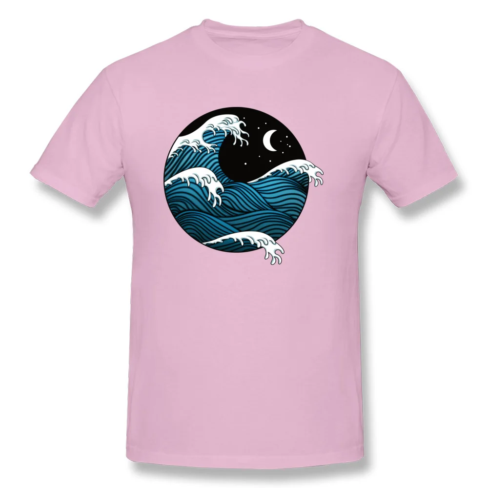 Casual wave in circle Male T-shirts Hip Hop April FOOL DAY Short Sleeve Crew Neck 100% Cotton Tees Crazy T Shirt wave in circle pink