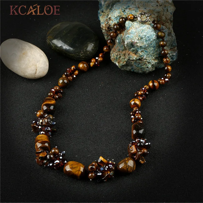 KCALOE Винтаж Collana Чокеры ожерелье s для женщин завязанные камни тигровый глаз