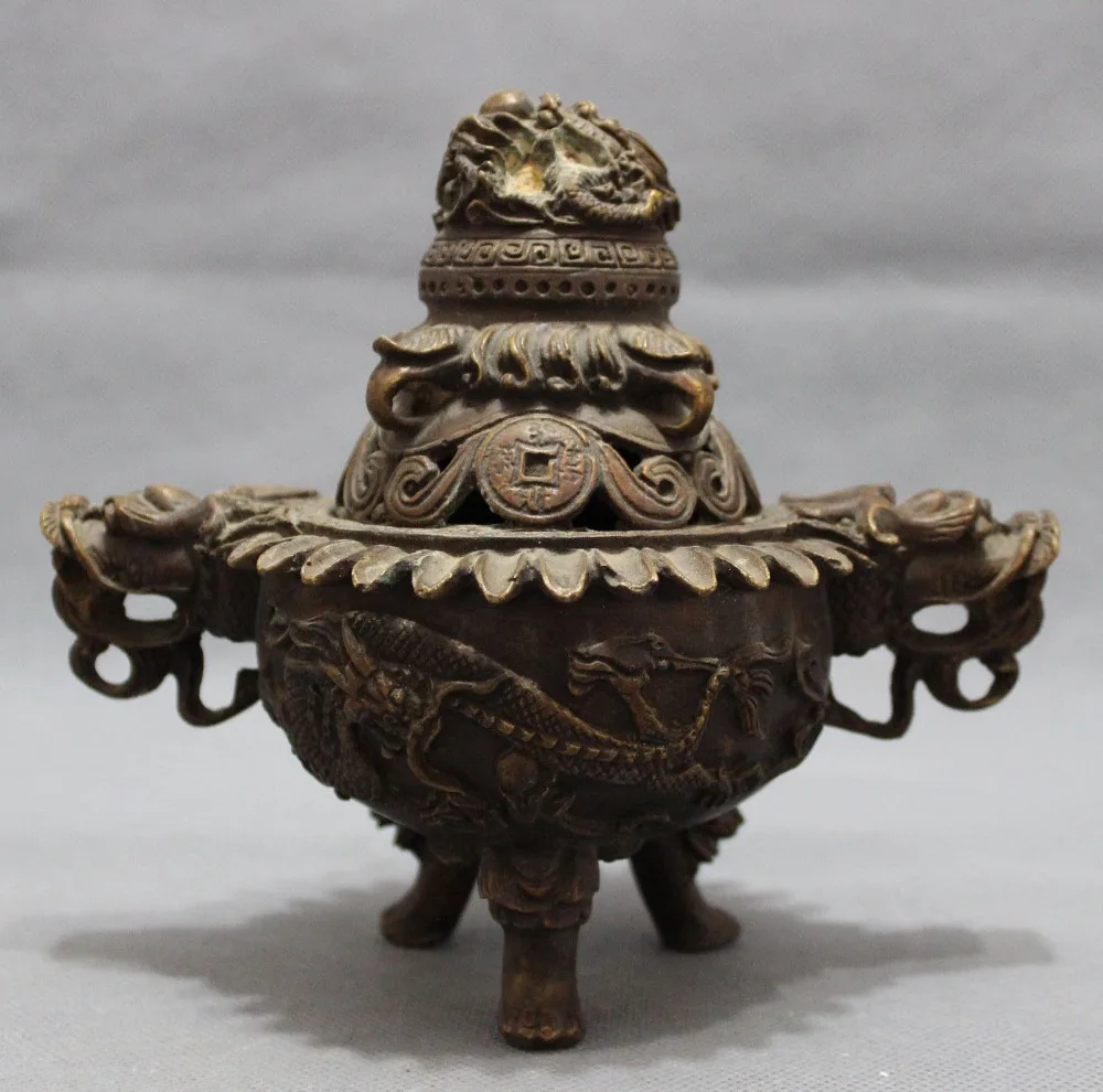 Chinese Bronze Myth Dragon Head Statue Tibet Buddhism Incense Burner Censer
Chinese Bronze Myth Dragon Head Statue Tibet Buddhism Incense Burner Censer