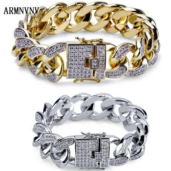 ARMNVNV Cuban Link Chain Bracelet Micro Pave Iced Out Cubic Zircon Fashion Hiphop 18mm Width Mens Female Jewelry 7'' 8''Length 
ARMNVNV Cuban Link Chain Bracelet Micro Pave Iced Out Cubic Zircon Fashion Hiphop 18mm Width Mens Female Jewelry 7'' 8''Length