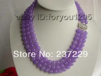 Wholesale price FREE SHIPPING AD3rows Natural 10mm Round Purple Jade Necklace
Wholesale price FREE SHIPPING AD3rows Natural 10mm Round Purple Jade Necklace