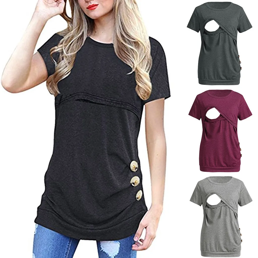 Women's Nursing Short Sleeve Solid Print Tops Breastfeeding Sweatshirt T-Shirt HOOLER
Women's Nursing Short Sleeve Solid Print Tops Breastfeeding Sweatshirt T-Shirt HOOLER
