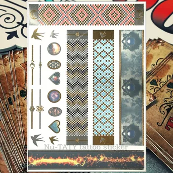 Nu-TATY 25 style Temporary Tattoo Body Art, Large golden Strip Designs, Flash Tattoo Sticker Waterproof 21*15cm
Nu-TATY 25 style Temporary Tattoo Body Art, Large golden Strip Designs, Flash Tattoo Sticker Waterproof 21*15cm