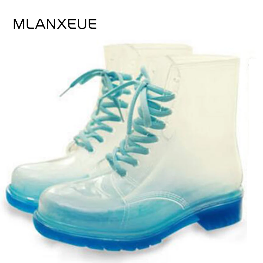 MLANXEUE Fashion Transparent Women Rain Boots 2018 Autumn Non-slip Jelly Ankle Boots Female Lace up Waterproof Shoes
MLANXEUE Fashion Transparent Women Rain Boots 2018 Autumn Non-slip Jelly Ankle Boots Female Lace up Waterproof Shoes