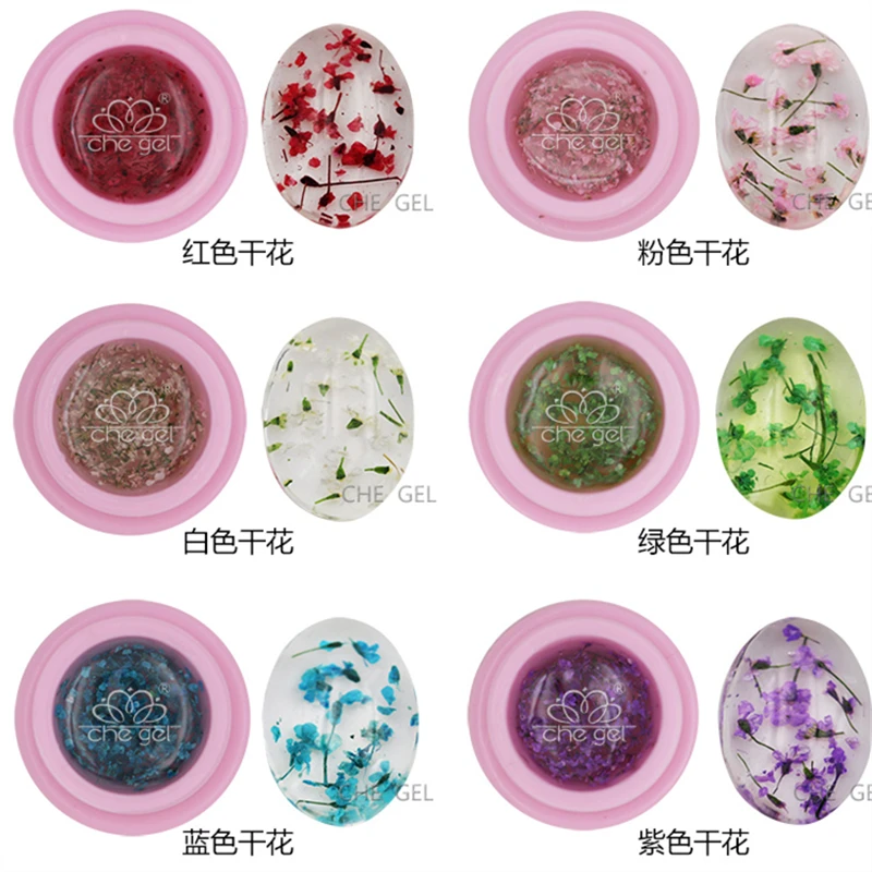 6 colors cHE gel Natural Dried Flowers Nail Gel Lasting UV Gel Polish Soak Off Nail Varnish Lacquer Gel polish 3g for nail art
6 colors cHE gel Natural Dried Flowers Nail Gel Lasting UV Gel Polish Soak Off Nail Varnish Lacquer Gel polish 3g for nail art