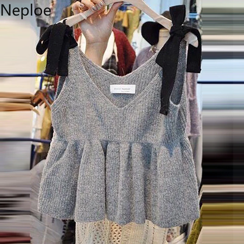 Neploe Korean Knitted Sleeveless Vest Ruffles Sling Strap Bow Tie Tops Clothe 2019 Summer Women Caimis Fashion Tank Tops 53480
Neploe Korean Knitted Sleeveless Vest Ruffles Sling Strap Bow Tie Tops Clothe 2019 Summer Women Caimis Fashion Tank Tops 53480