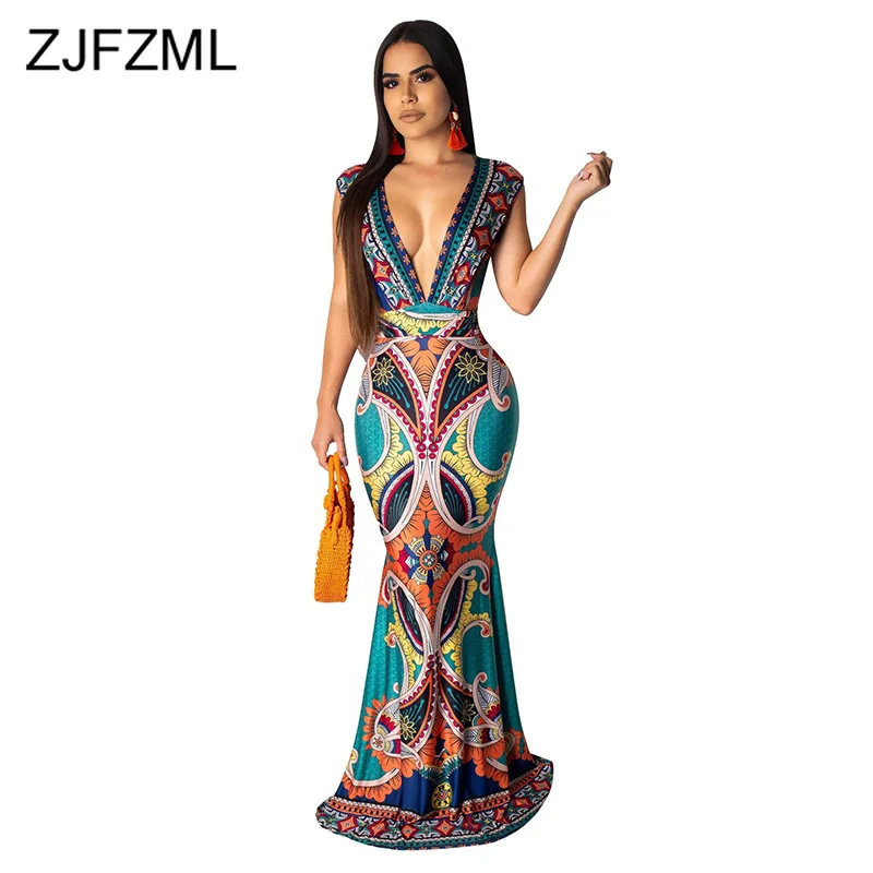 Geometric Print Summer Mermaid Dress Women Deep V Neck Sleeveless Long Maxi Dress Vintage High Waist Bohemian Beach Party Dress
Geometric Print Summer Mermaid Dress Women Deep V Neck Sleeveless Long Maxi Dress Vintage High Waist Bohemian Beach Party Dress