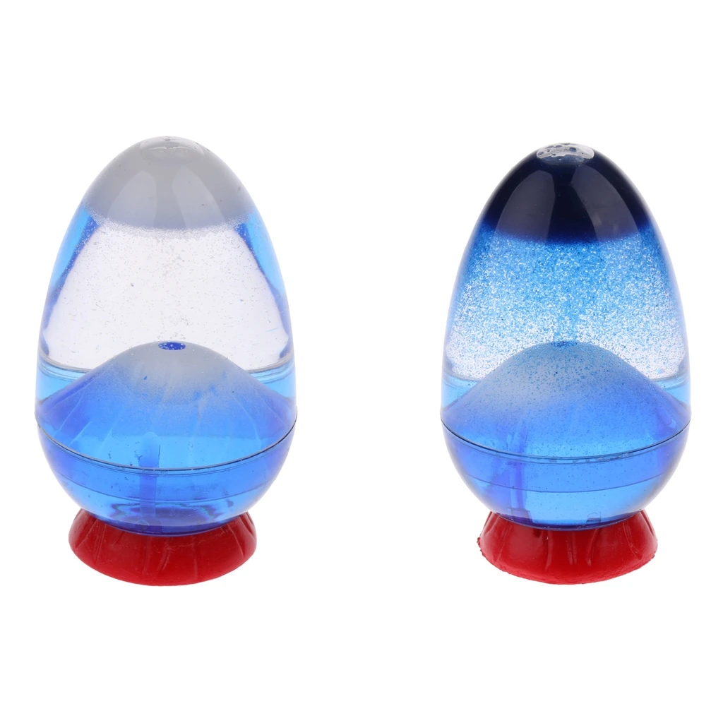MagiDeal 2-set Volcano Eruption Egg Liquid Sandglass Hourglass Gadget Timer - 5min Shelf Display Home Decor Clock