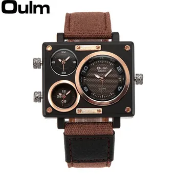 OULM Collection Men's Quartz Watch Rectangle Case 3 Time Zones Fabric Leather Military Sports Watch Men Relogio Masculino
OULM Collection Men's Quartz Watch Rectangle Case 3 Time Zones Fabric Leather Military Sports Watch Men Relogio Masculino