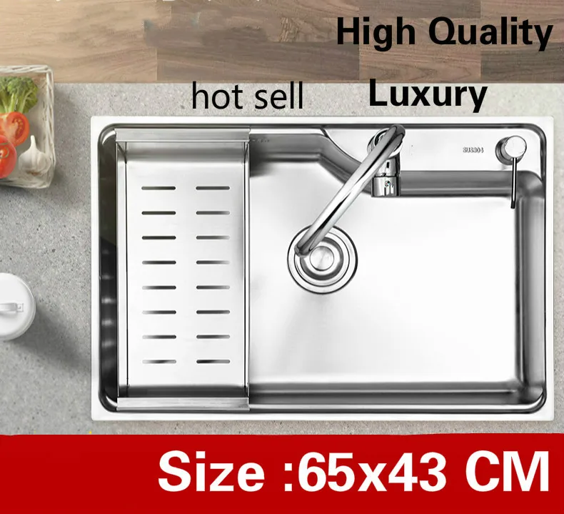 Free shipping Apartment kitchen single trough sink high quality wash vegetables vogue 304 stainless steel hot sell 65x43 CM
Free shipping Apartment kitchen single trough sink high quality wash vegetables vogue 304 stainless steel hot sell 65x43 CM