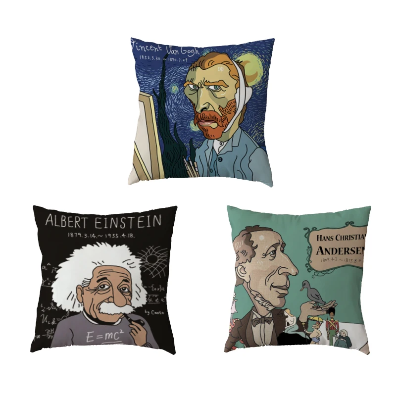 Popular Celebrity Van Gogh Einstein Anderson White Cushion Cover Musicians Polyester Peach Skin Car Home Decor Throw Pillow Case
Popular Celebrity Van Gogh Einstein Anderson White Cushion Cover Musicians Polyester Peach Skin Car Home Decor Throw Pillow Case