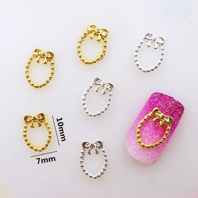 10Pcs/Lot Japan 7*10mm Gold Silver Circle Bow Knot 3D DIY Metal Alloy Nail Art Deco Nail Stickers/Charms/ Tools for Manicure
10Pcs/Lot Japan 7*10mm Gold Silver Circle Bow Knot 3D DIY Metal Alloy Nail Art Deco Nail Stickers/Charms/ Tools for Manicure