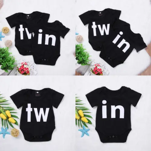 Infant Baby Boys Girls Clothes Twin Black Letter Print Short Sleeve Matching Tshirt Romper Summer Jumpsuit Outfits Clothing
Infant Baby Boys Girls Clothes Twin Black Letter Print Short Sleeve Matching Tshirt Romper Summer Jumpsuit Outfits Clothing