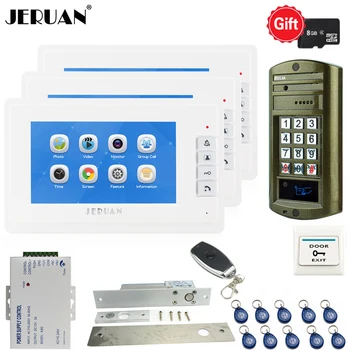 

JERUAN 7`` LCD Video Door Phone Voice/Video Recording Intercom System kit Waterproof password Access Mini Camera 1V3 Doorbell