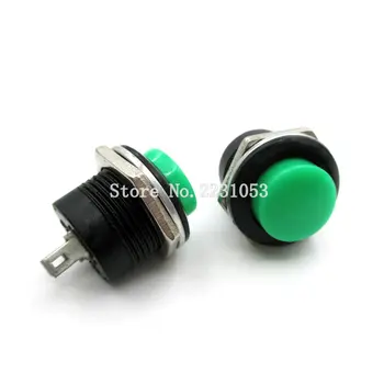 

5PCS/LOT Green Color Momentary Push Button Switch OFF-ON Reset Switch 16MM 3A 250V AC Non Locking Switches Round Button R13-507