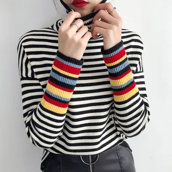 2019 new striped women sweaters and pullovers thicken turtleneck loose warm lady pulls outwear coat tops
2019 new striped women sweaters and pullovers thicken turtleneck loose warm lady pulls outwear coat tops