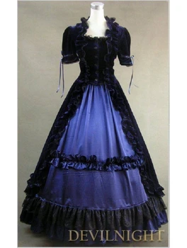Black and Blue Short Sleeves Gothic Victorian DressBlack Victorian Dress Costume
Black and Blue Short Sleeves Gothic Victorian DressBlack Victorian Dress Costume
