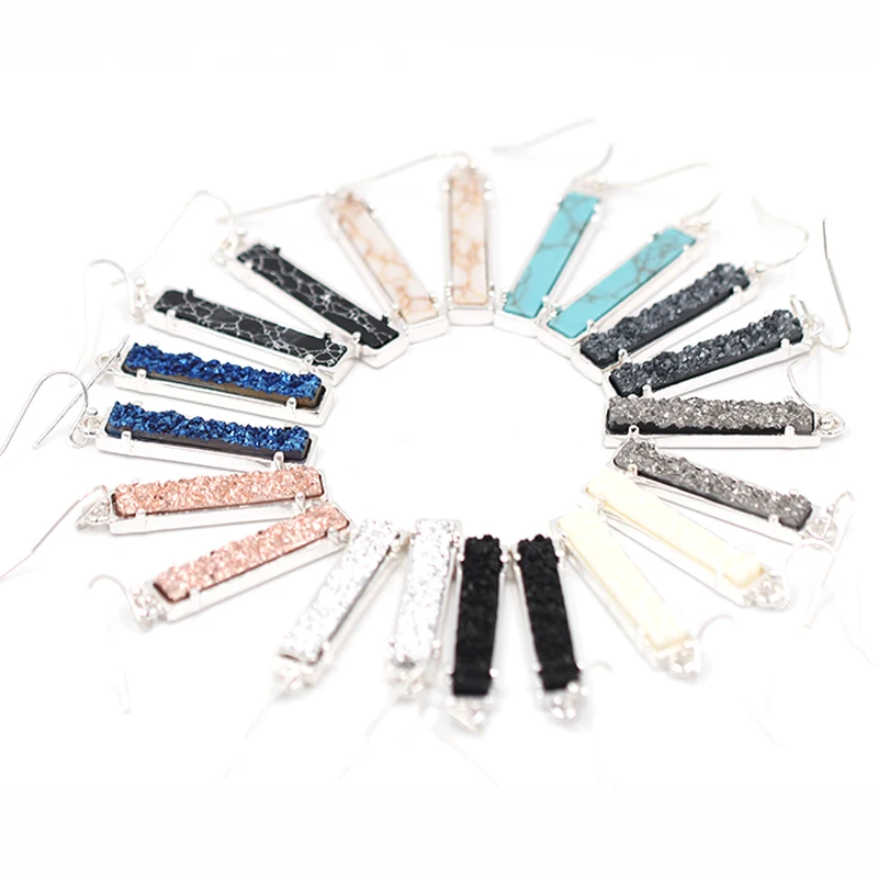 Hot Selling Vertical Bar Quartz Druzy Dangle Earrings For Women Earrings Fashion Jewelry
Hot Selling Vertical Bar Quartz Druzy Dangle Earrings For Women Earrings Fashion Jewelry