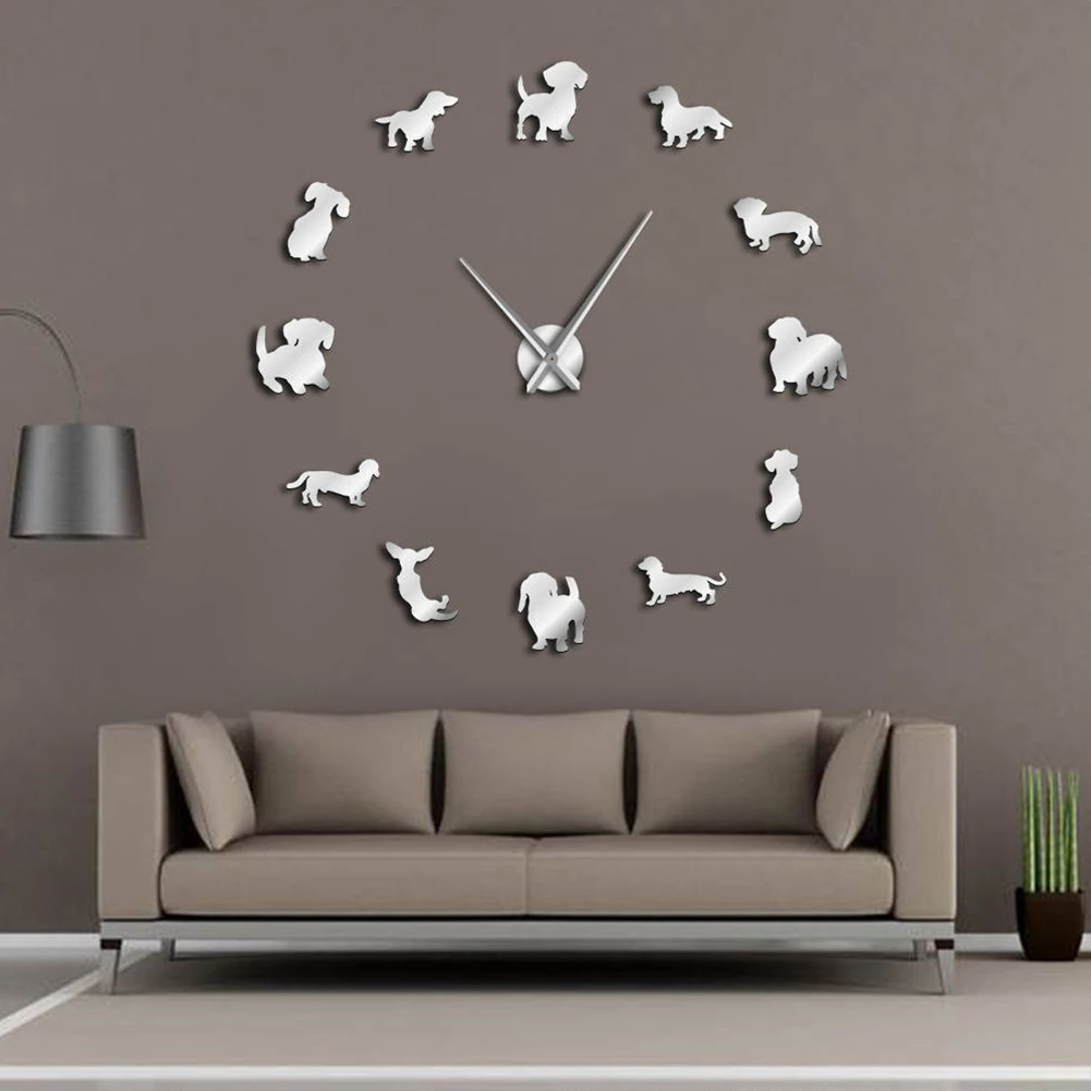 

DIY Decor Gifts Hotel Bedroom Modern Hanging 3D Art Home Accessories Puppy Dog Battery-operated Frameless Giant Wall Clock
