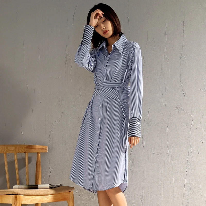 Long Striped Shirt For Women Fashion To The Knee Bandage Bow Tie Slim Waist Turn Down Collar Tops Designer Female Long Blouse
Long Striped Shirt For Women Fashion To The Knee Bandage Bow Tie Slim Waist Turn Down Collar Tops Designer Female Long Blouse
