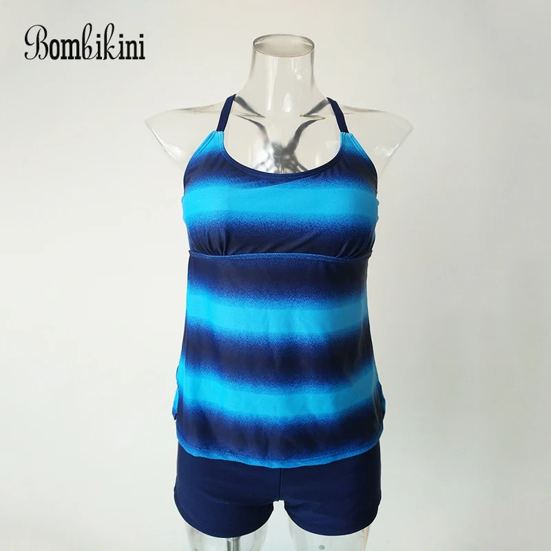 Sport Tankini Plus Size Swimwear Women Gradient Color Swimsuit Criss Cross Back Vest With Boyshorts Bathing Suits 2019
Sport Tankini Plus Size Swimwear Women Gradient Color Swimsuit Criss Cross Back Vest With Boyshorts Bathing Suits 2019