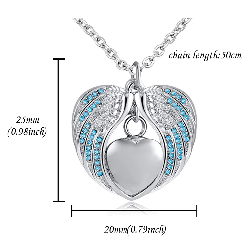 

Aunt Angel Wing Urn Necklace for Ashes Cremation Memorial Stainless Steel Heart Keepsake Birthstone Crystal Pendant Necklace