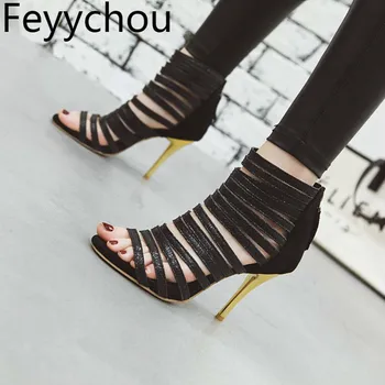 Women Sandals Super High Heels Pu Zip Peep Toe Thin Heels 2019 New Sexy Fashion Spring Summer Party Wedding Gold Big Size 34-43
Women Sandals Super High Heels Pu Zip Peep Toe Thin Heels 2019 New Sexy Fashion Spring Summer Party Wedding Gold Big Size 34-43