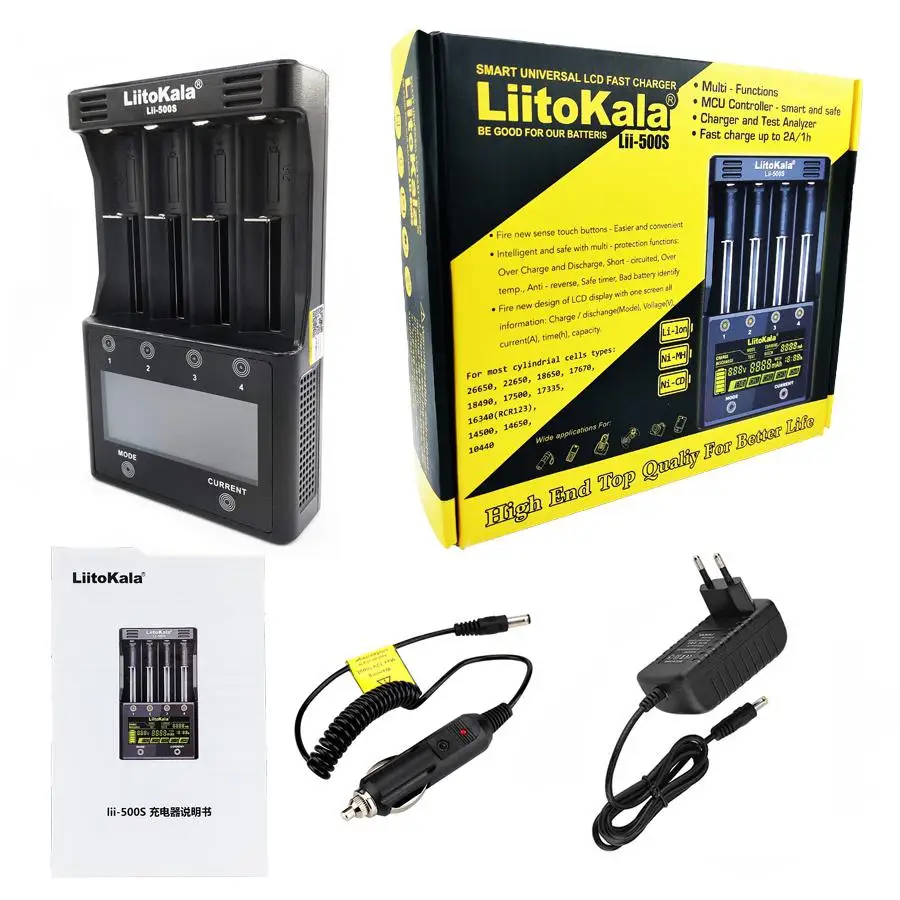 LiitoKala lii-500S ЖК-экран зарядное устройство 18650 для 26650 21700 AA AAA батареи сенсорного
