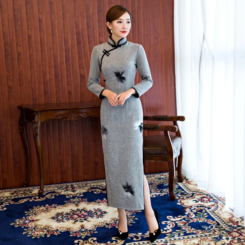 New Arrival Chinese Women's Traditional Long Dress Wool Long Slim Cheongsam Summer Sexy Qipao Flower Size S M L XL XXL 3XL B012
New Arrival Chinese Women's Traditional Long Dress Wool Long Slim Cheongsam Summer Sexy Qipao Flower Size S M L XL XXL 3XL B012