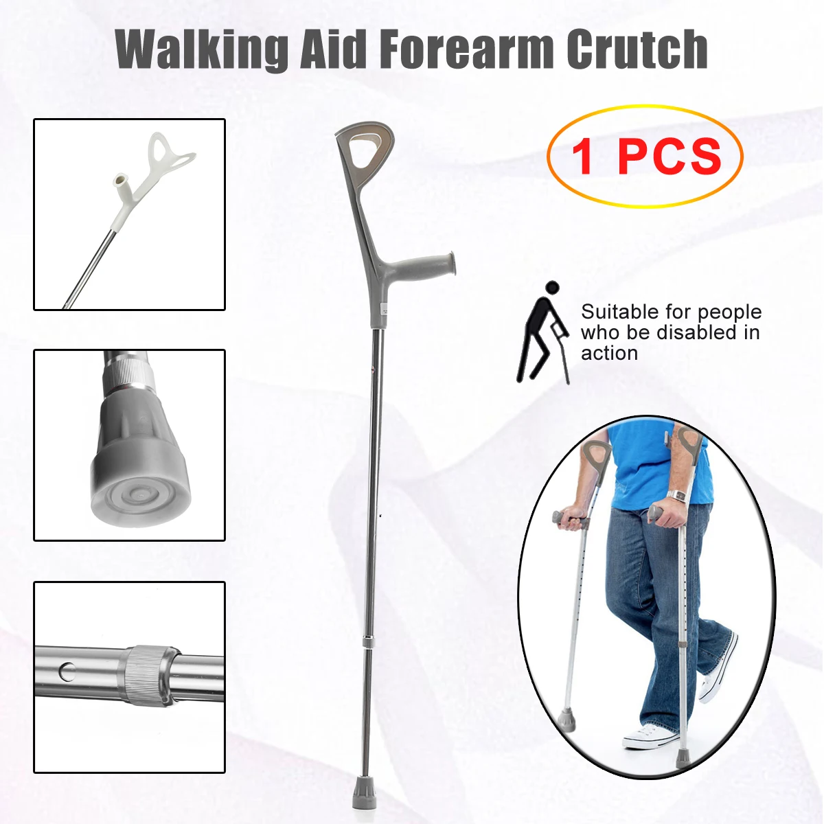 A Single Silver Lightweight Walking Sticks Hight Quality Walking Aid Forearm Crutch For Camping Hiking Sport Outerdoor Tool
A Single Silver Lightweight Walking Sticks Hight Quality Walking Aid Forearm Crutch For Camping Hiking Sport Outerdoor Tool