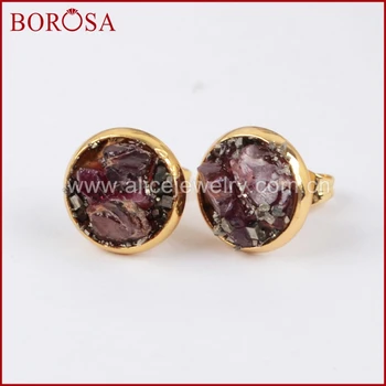 BOROSA Drusy Stud Earrings, Gold Color/Silver Color Round Natural Garnet & Pyrite Chips Druzy Stud Earrings for Women G1248
BOROSA Drusy Stud Earrings, Gold Color/Silver Color Round Natural Garnet & Pyrite Chips Druzy Stud Earrings for Women G1248