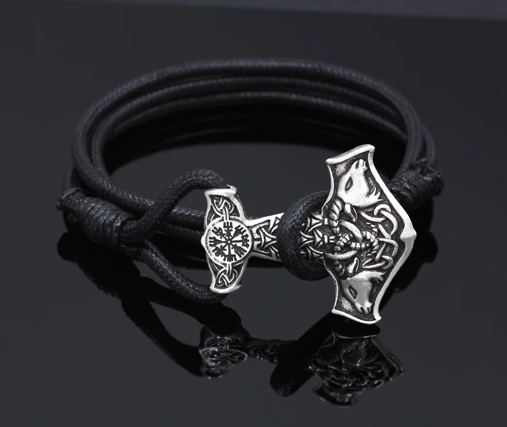XCC Adjustable Leather Norse Vikings Amulet Goat Thor's Hammer Bracelet Original Animal Knot Viking Jewelry
XCC Adjustable Leather Norse Vikings Amulet Goat Thor's Hammer Bracelet Original Animal Knot Viking Jewelry