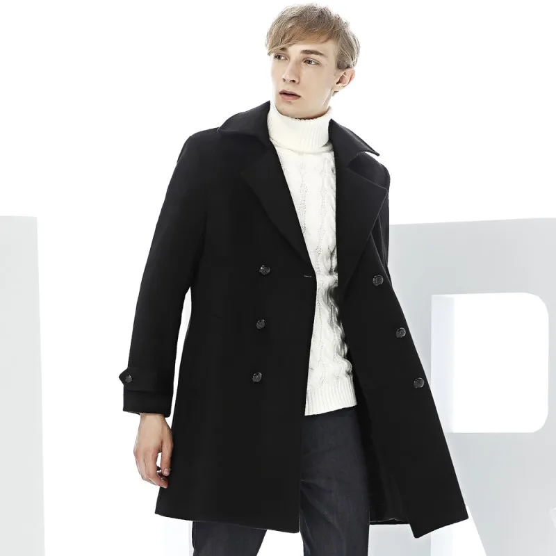 New Arrive Wool Coat Medium-Long Trench Male Wool Overcoat Black Double Breasted Woolen Outerwear
New Arrive Wool Coat Medium-Long Trench Male Wool Overcoat Black Double Breasted Woolen Outerwear