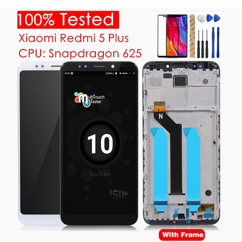 100% Tested for Xiaomi Redmi 5 Plus LCD Display + Frame 10 Touch Screen For Redmi5 Plus LCD Digitizer Replacement Repair Parts
100% Tested for Xiaomi Redmi 5 Plus LCD Display + Frame 10 Touch Screen For Redmi5 Plus LCD Digitizer Replacement Repair Parts