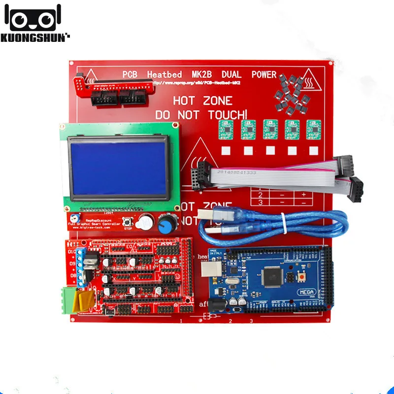 3D принтер с ЧПУ Reprap Ramps 1 4 комплект Mega 2560 r3 + Heatbed mk2b 12864 ЖК контроллер двигатель A4988