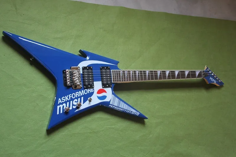 Factory Wholesale Blue PEPSI Electric Guitar With Double Rock,2H Pickups,24 Frets,Offer Customized
Factory Wholesale Blue PEPSI Electric Guitar With Double Rock,2H Pickups,24 Frets,Offer Customized