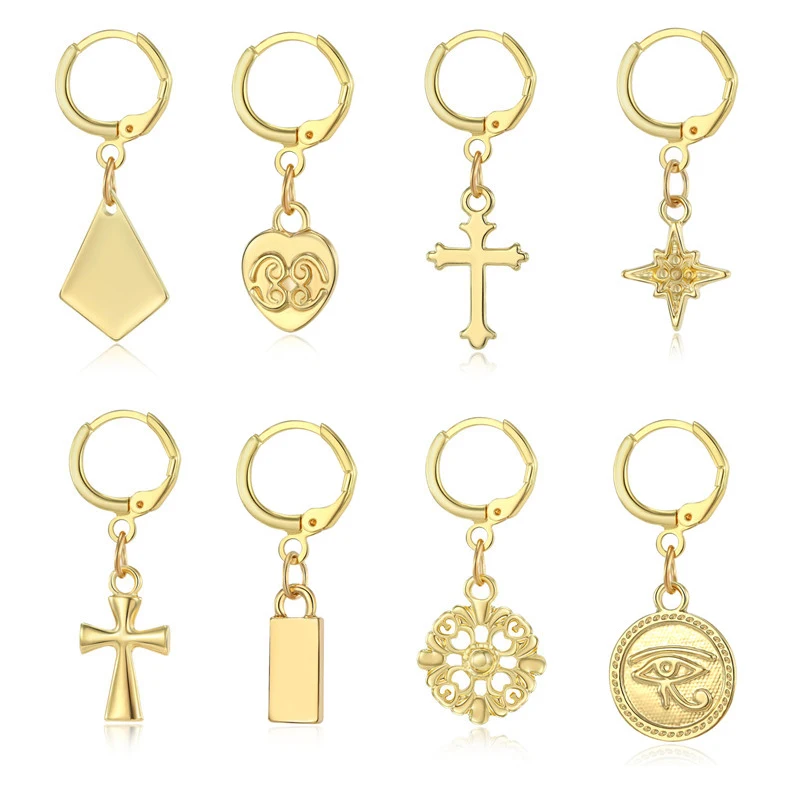 Dayoff New Gold Color Cross Heart Hoop Earrrings For Women Geometric Round Rhombus Earing Jewelry Small Evil Eye Earrings E318
Dayoff New Gold Color Cross Heart Hoop Earrrings For Women Geometric Round Rhombus Earing Jewelry Small Evil Eye Earrings E318