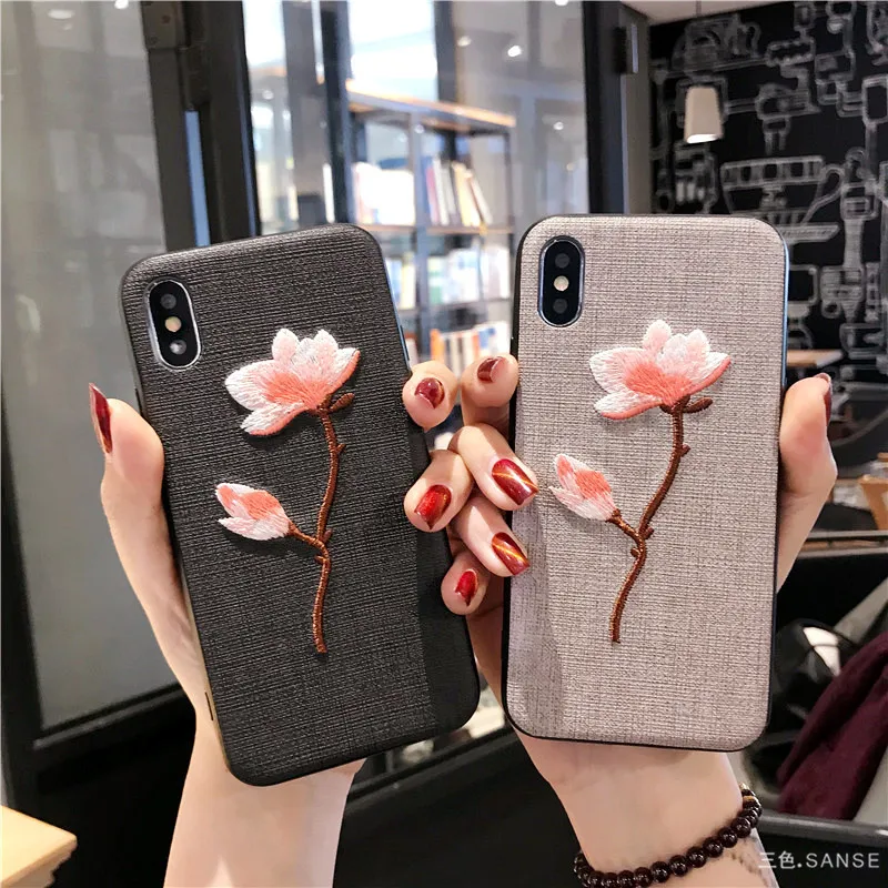 Embroidery Phone Case For iPhone X 6Plus 6s Plus Case Flower Fabric Skin Back Cover For iPhone 6 6S 7 8 Plus 8plus 7Plus Cover
Embroidery Phone Case For iPhone X 6Plus 6s Plus Case Flower Fabric Skin Back Cover For iPhone 6 6S 7 8 Plus 8plus 7Plus Cover