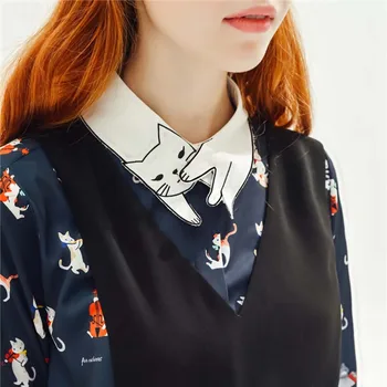 England Retro Original Fake Collar Cute Cat Embroidery White Chiffon Collar Detachable Lapel Shirt Women's Clothing Accessories
England Retro Original Fake Collar Cute Cat Embroidery White Chiffon Collar Detachable Lapel Shirt Women's Clothing Accessories