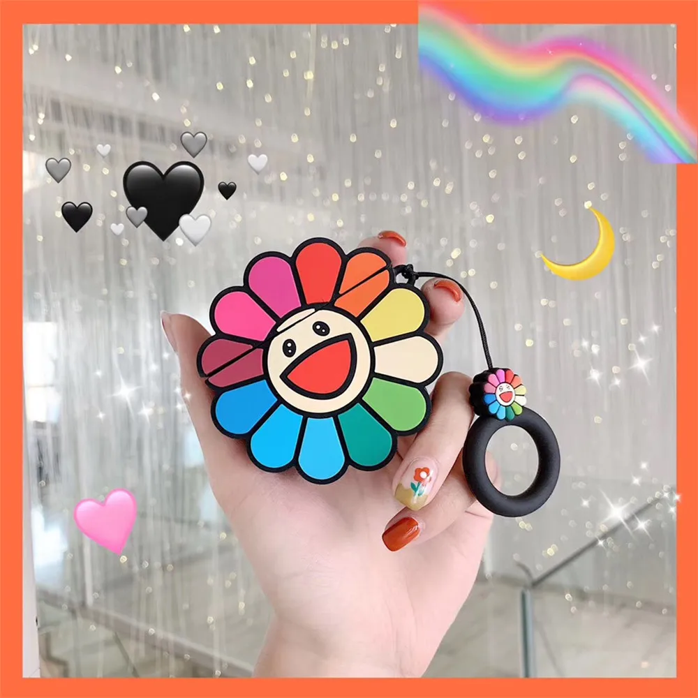 Murakami Takashi KaiKai KiKi Silicone Case For Apple Airpods 1 2 Colorful Sun Flowers Ring Lanyard Hang Loop protective Cover
Murakami Takashi KaiKai KiKi Silicone Case For Apple Airpods 1 2 Colorful Sun Flowers Ring Lanyard Hang Loop protective Cover