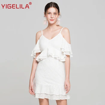 YIGELILA Women Summer White Spaghetti Strap Dress Fashion Sexy V-neck Ruffles Empire Sheath Above Knee Lace Party Dress 63812
YIGELILA Women Summer White Spaghetti Strap Dress Fashion Sexy V-neck Ruffles Empire Sheath Above Knee Lace Party Dress 63812