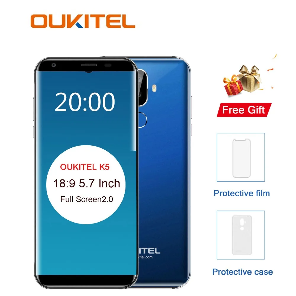Oukitel K5 4G 5.7 inch 18:9 Display MTK6737T Mobile Phone Android 7.0 2G 16G Quad Core 4000mAh 3 Cameras Fingerprint Smart phone
Oukitel K5 4G 5.7 inch 18:9 Display MTK6737T Mobile Phone Android 7.0 2G 16G Quad Core 4000mAh 3 Cameras Fingerprint Smart phone