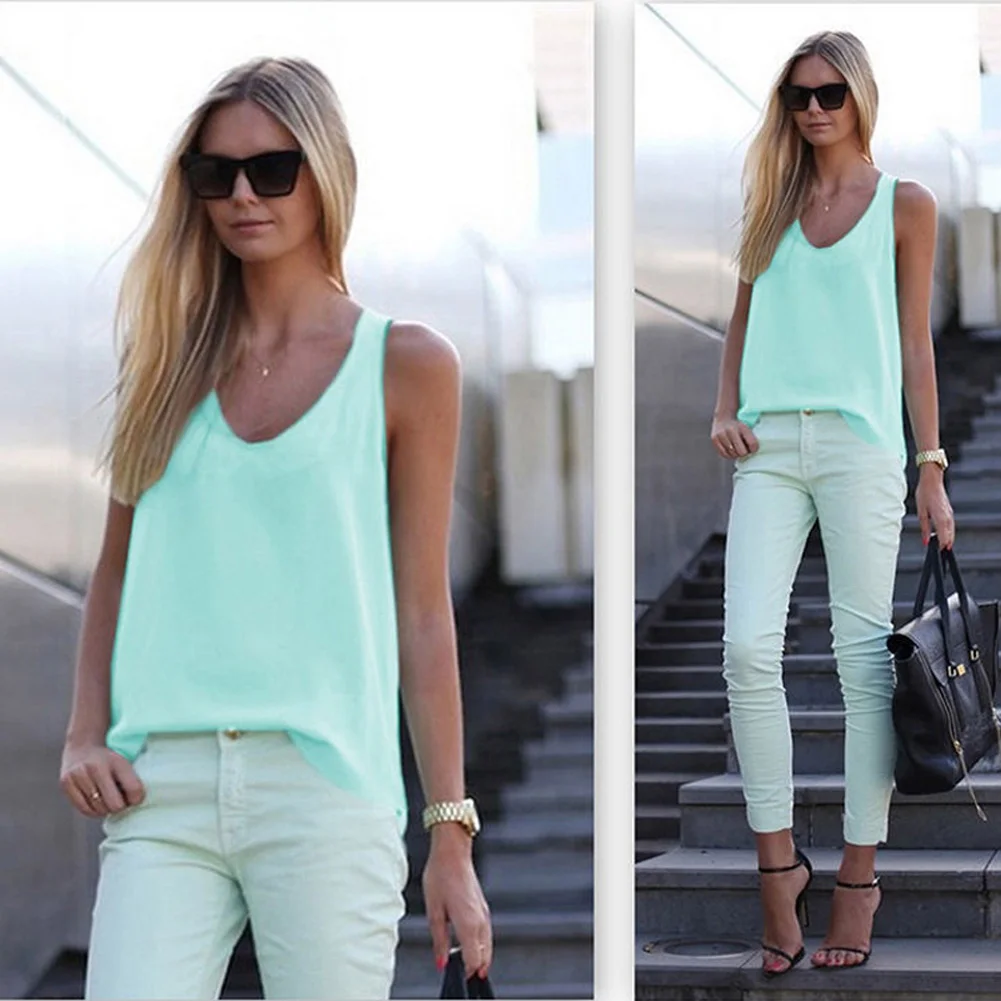 Ladies Summer Breathable Sleeveless Casual Vest Blouses Fabala Candy Color Off Shoulder Chiffon Plus Size V Neck Comfortable Top
Ladies Summer Breathable Sleeveless Casual Vest Blouses Fabala Candy Color Off Shoulder Chiffon Plus Size V Neck Comfortable Top