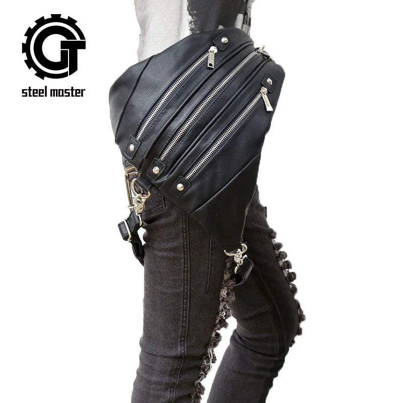2015 Newest Women's Steam Punk vintage rocking waist bag black Individuality Leather Cross body Shoulder Bags Messenger Bag
2015 Newest Women's Steam Punk vintage rocking waist bag black Individuality Leather Cross body Shoulder Bags Messenger Bag