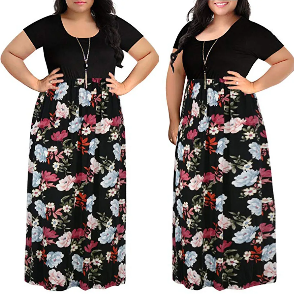 2019 MAXIORILL New Women's Plus Size Casual Short-Sleeved Printed Stitching Receiving Waist Dress платье Wholesale y3
2019 MAXIORILL New Women's Plus Size Casual Short-Sleeved Printed Stitching Receiving Waist Dress платье Wholesale y3
