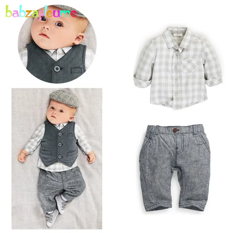 3PCS/0-18Months/Spring Autumn Infant Baby Boys Clothes Casual Vest+Plaid Shirt+Pants Gentleman Suit Newborn Clothing Sets BC1014
3PCS/0-18Months/Spring Autumn Infant Baby Boys Clothes Casual Vest+Plaid Shirt+Pants Gentleman Suit Newborn Clothing Sets BC1014