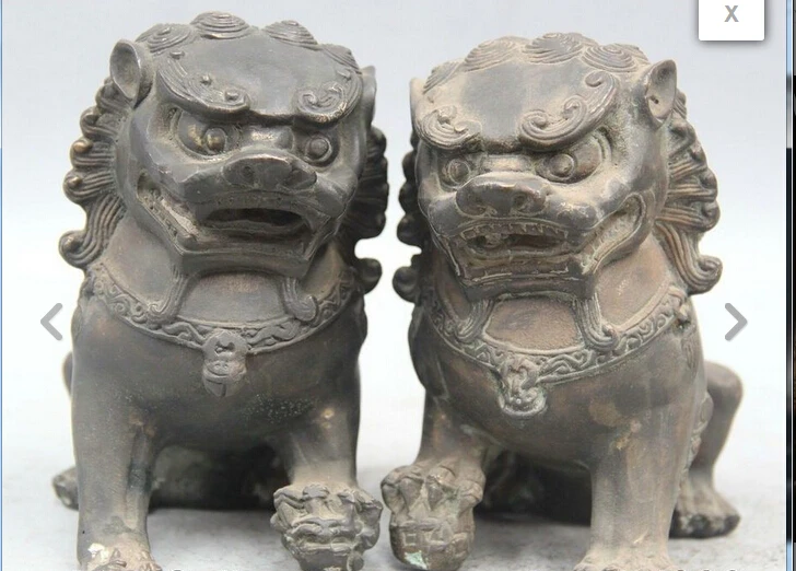 hui88K762<<<6" Chinese Bronze Folk Fengshui Foo Fu Dog Guardion Lion Sculpture Statue Pair
hui88K762<<<6" Chinese Bronze Folk Fengshui Foo Fu Dog Guardion Lion Sculpture Statue Pair