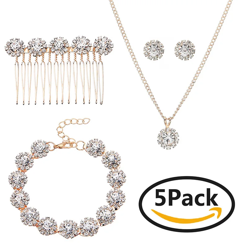 Creative Wedding Jewelry Set Bride Jewelry Five-piece Bridal Jewelry Suit of European and American Style Necklace Bracelet
Creative Wedding Jewelry Set Bride Jewelry Five-piece Bridal Jewelry Suit of European and American Style Necklace Bracelet